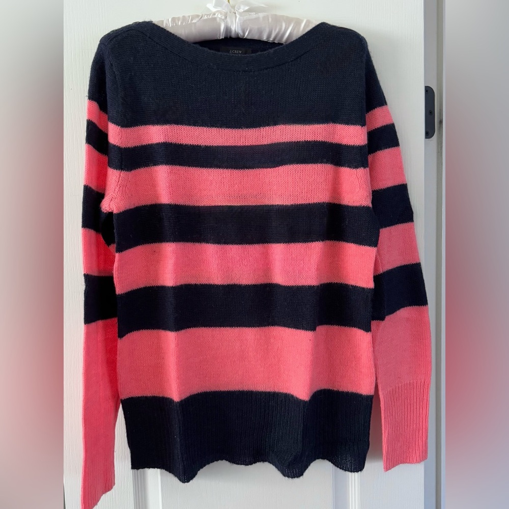 Wool/Mohair Blend J. Crew Sweater - Pink/Navy Stripes